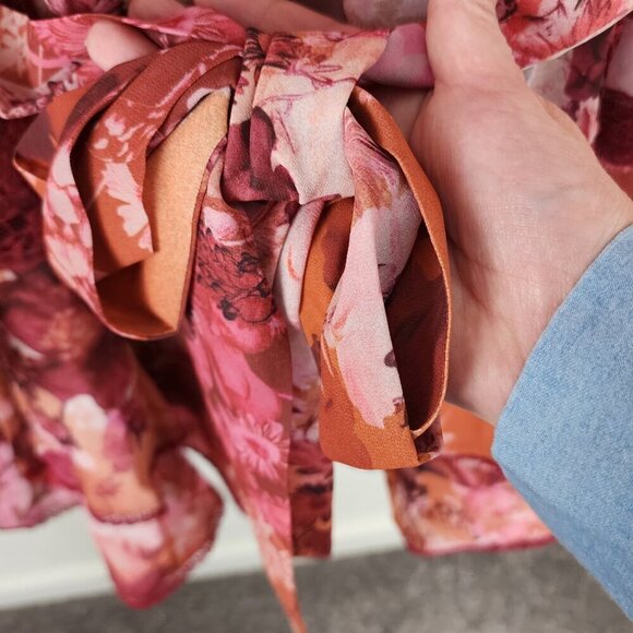 NWT BHLDN Camila Long Sleeve Chiffon Mini Dress Pink Medium - Picture 13 of 16